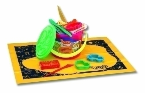 PLASTILINA JOVI  014 JUEGO CUBO SURTIDO (6 PASTILLAS + 3 MODELADORES + 3 MOLDES + MANTEL)