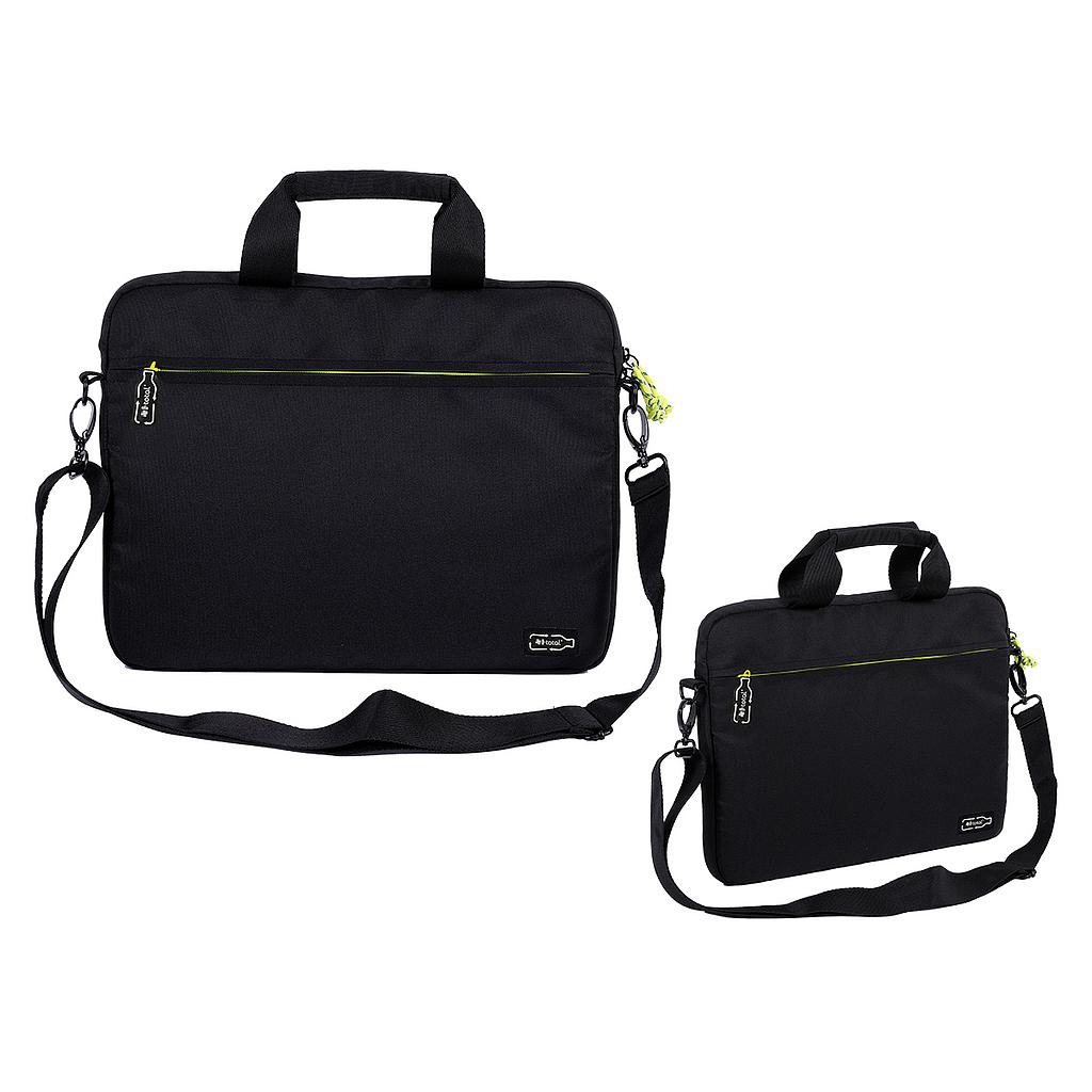 BOLSA RPET XL2112 PORTA ORDENADOR NEGRO CON DETALLES AMARILLOS