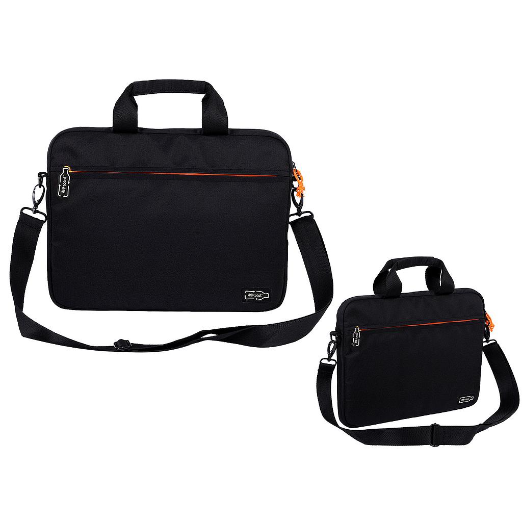 BOLSA RPET XL2113 PORTA ORDENADOR NEGRO CON DETALLES NARANJAS