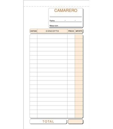 TALONARIO LOAN T-101 CAMAREROS 1/3 TRIPLICADO LOAN