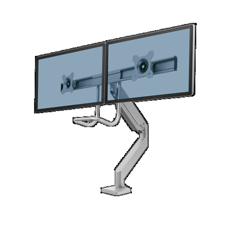 BRAZO FELLOWES 9909201  MONITOR DOBLE CON TRAVESAÑO PLATA