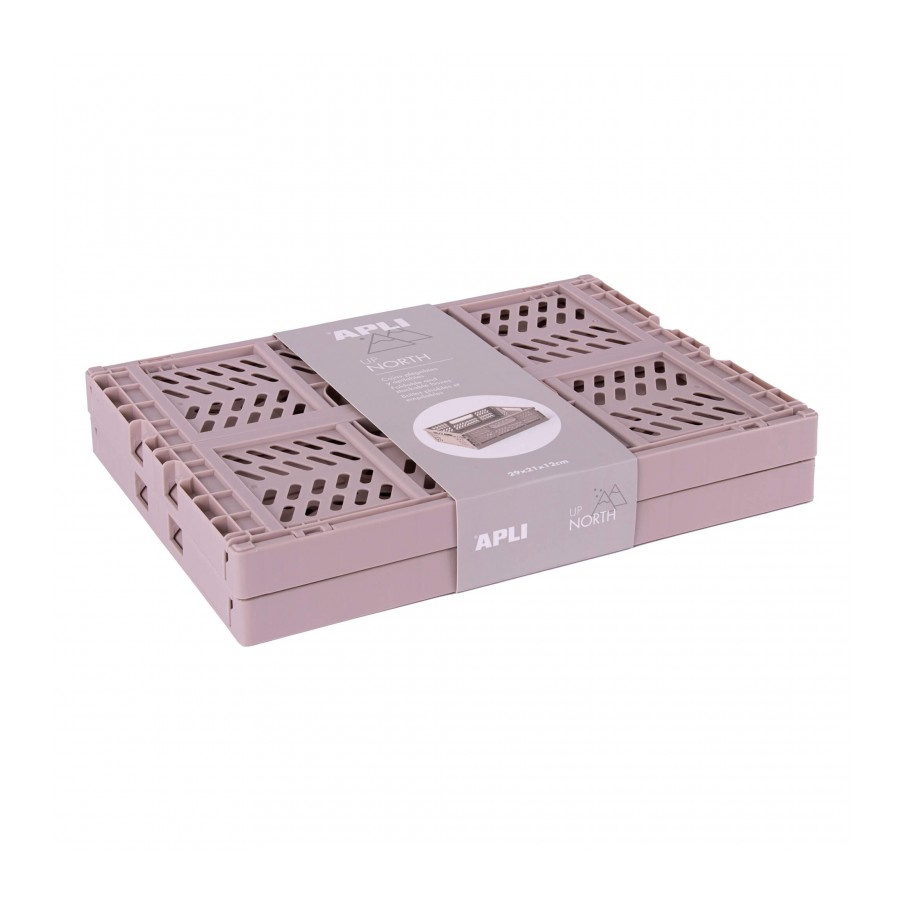 PACK 4 CAJAS 19556 PLEGADAS Y APILABLES 29X21X12 MM. BEIGE