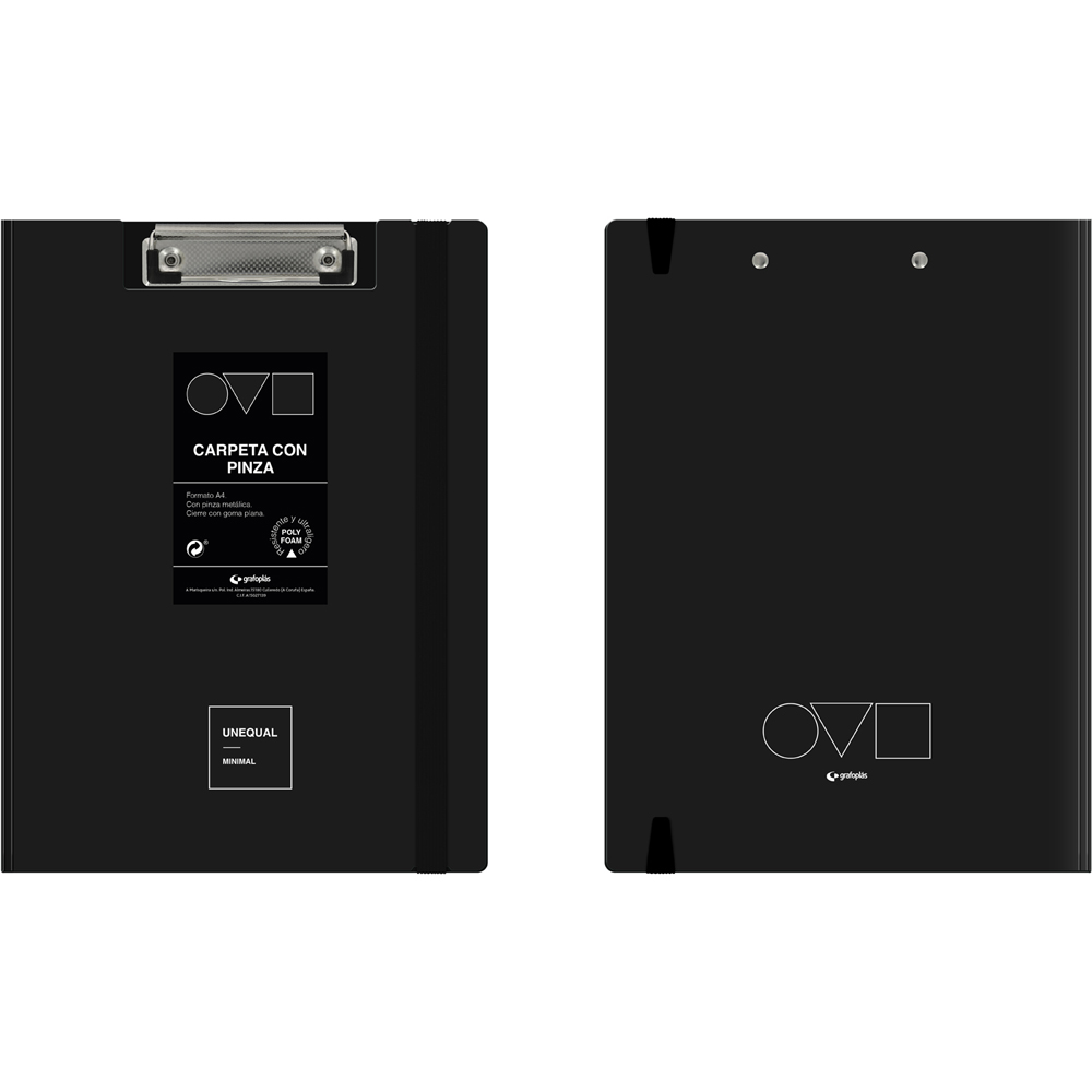 CARPETAS GRAFOPLÁS 01550910 A4 C/PINZA SUP UNEQ MINIMAL NEGRO
