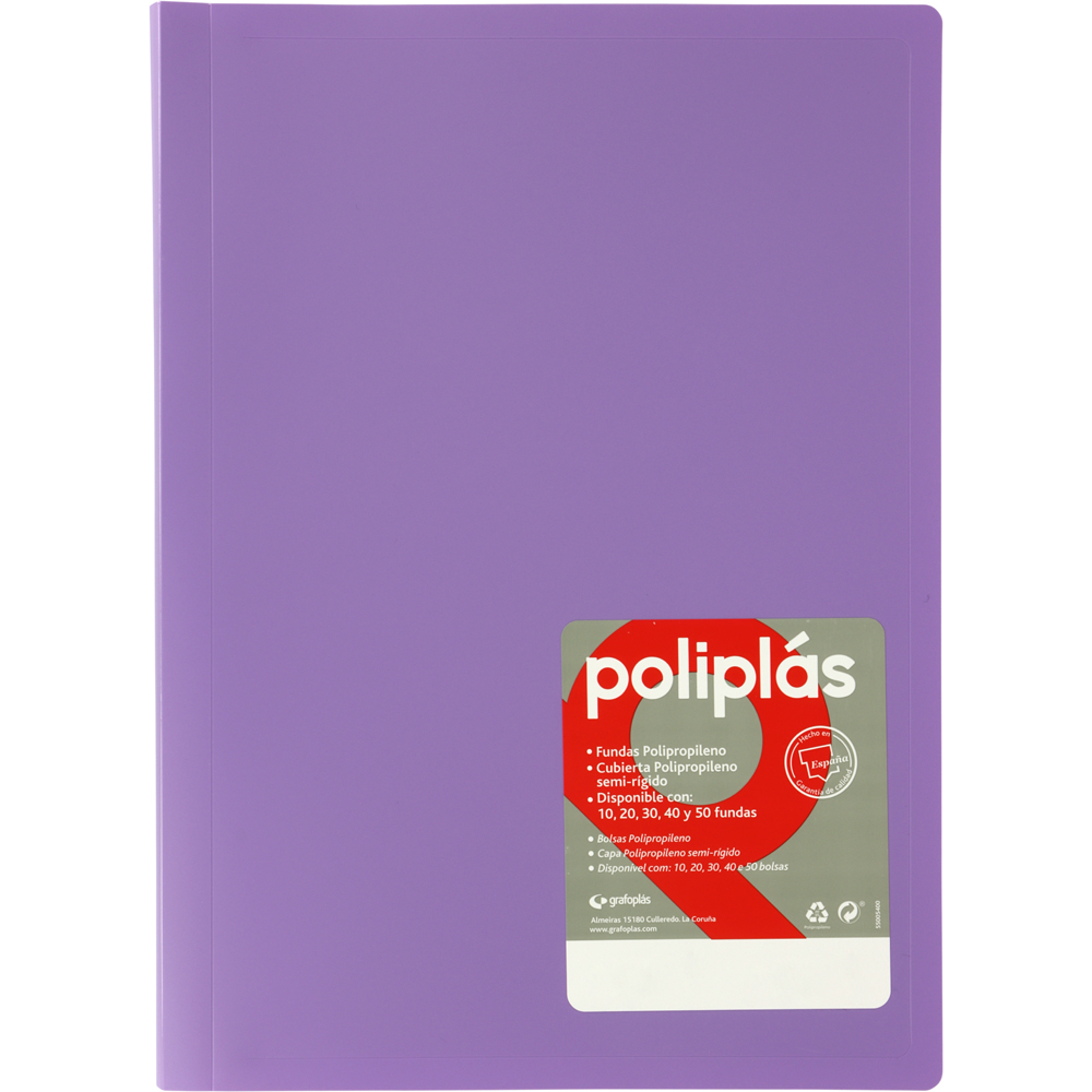 CARPETAS CON FUNDAS GRAFOPLÁS 01320069 POLIPLAS 20 FUNDAS  DIN-A4 LAVANDA