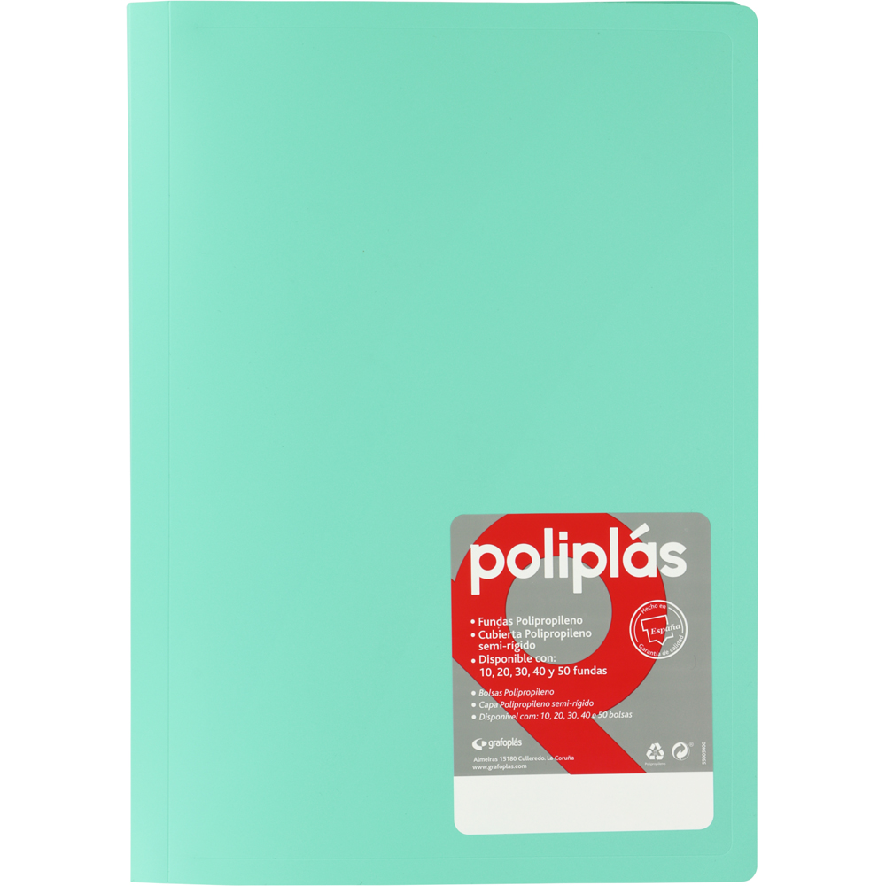 CARPETAS CON FUNDAS GRAFOPLÁS 01340026 POLIPLAS 40 FUNDAS  DIN-A4 MINT