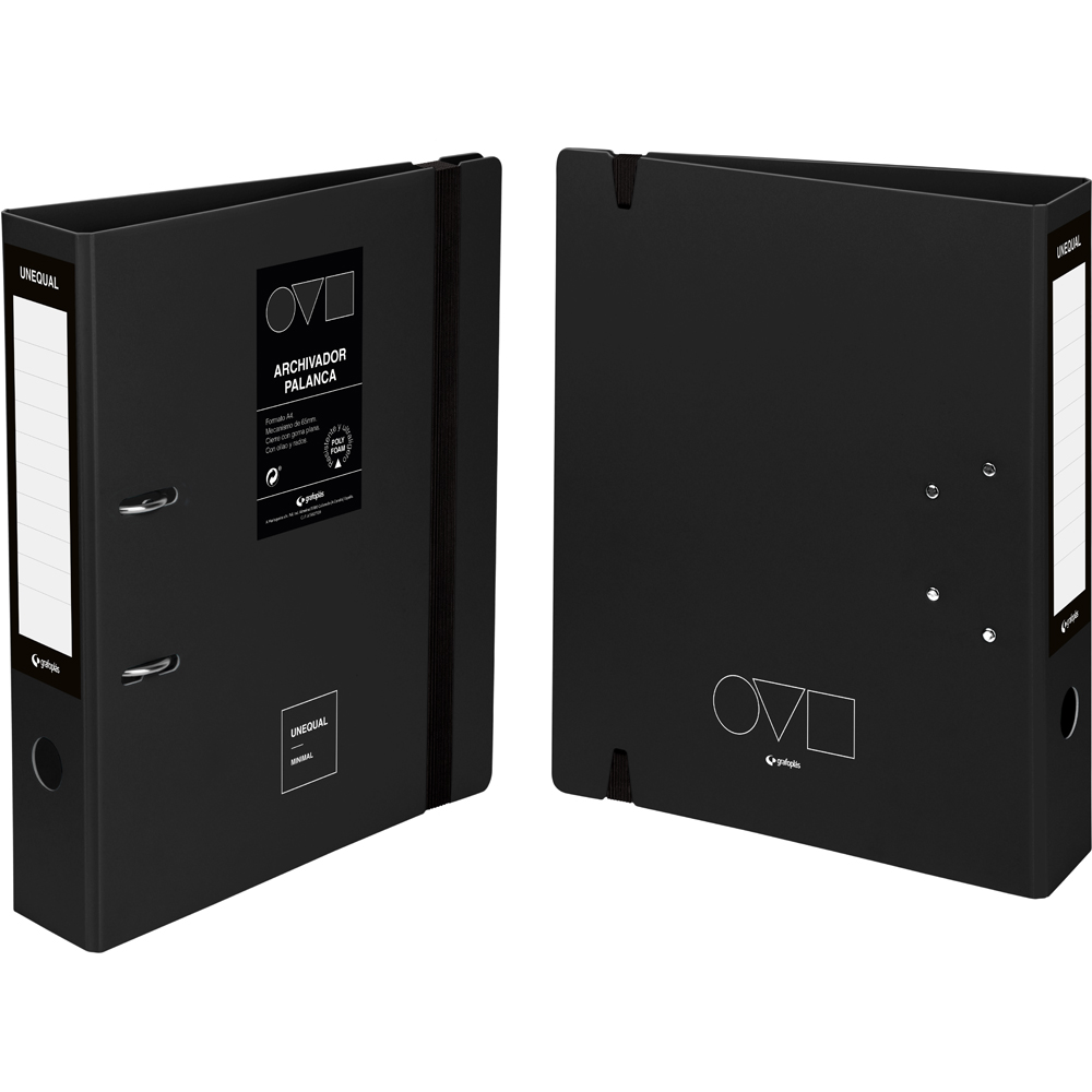 ARCHIVADOR GRAFOPLÁS 17262810 POLYFOAM A4 65MM NEGRO UNEQUAL MINIMAL 
