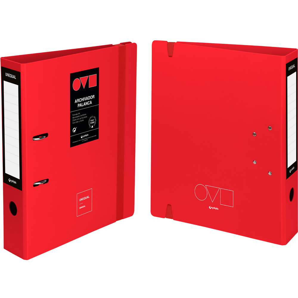 ARCHIVO GRAFOPLÁS 17262851 A4 65MM  UNEQ MINIMAL ROJO