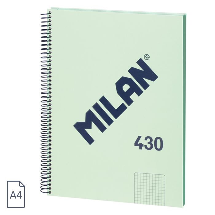 CUADERNO MILAN 57143E80GR ESPIRAL CUADRICULA A4 80 H. VERDE