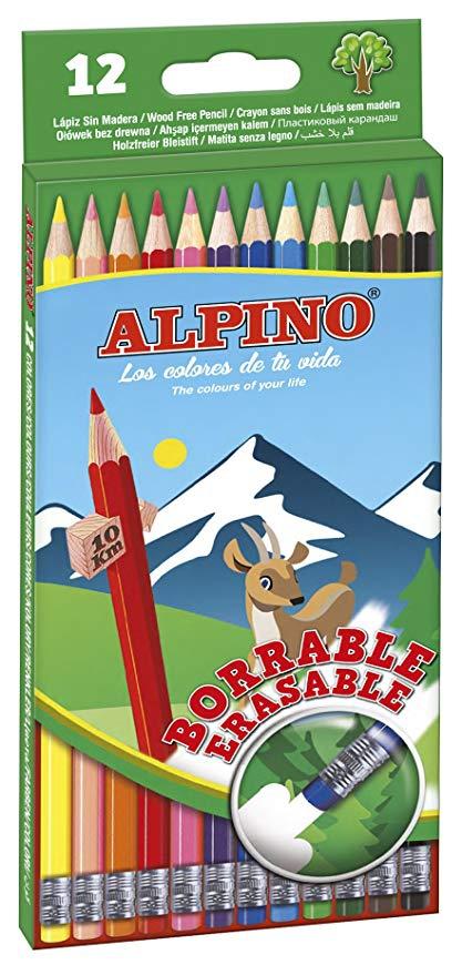 ESTUCHE ALPINO AL013654  LÁPICES DE COLORES BORRABLES 177MM C/SURTIDOS 12 UD