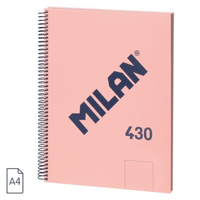 CUADERNO MILAN 57141E80P TAPA DURA A4 CON ESPIRAL 80 H. BLANCAS DE 95 GR. COLECCION 430 SINCE 1918 ROSA