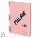 CUADERNO MILAN 57153E80SNCP TAPA DURA A5 CON ESPIRAL 80 H. PAPEL CUADRICULA DE 95 GR. COLECCION 430 SINCE 1918 ROSA