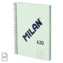 CUADERNO MILAN 57153E80SNCGR TAPA DURA A5 CON ESPIRAL 80 H. PAPEL CUADRICULA DE 95 GR. COLECCION 430 SINCE 1918 VERDE