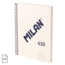 CUADERNO MILAN 57153E80SNCBG TAPA DURA A5 CON ESPIRAL 80 H. PAPEL CUADRICULA DE 95 GR. COLECCION 430 SINCE 1918 BEIGE