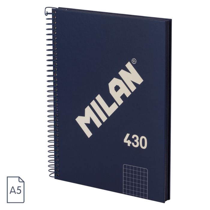 CUADERNO MILAN 57153E80SNCB TAPA DURA A5 CON ESPIRAL 80 H. PAPEL CUADRICULA DE 95 GR. COLECCION 430 SINCE 1918 AZUL