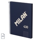CUADERNO MILAN 57153E80SNCB TAPA DURA A5 CON ESPIRAL 80 H. PAPEL CUADRICULA DE 95 GR. COLECCION 430 SINCE 1918 AZUL