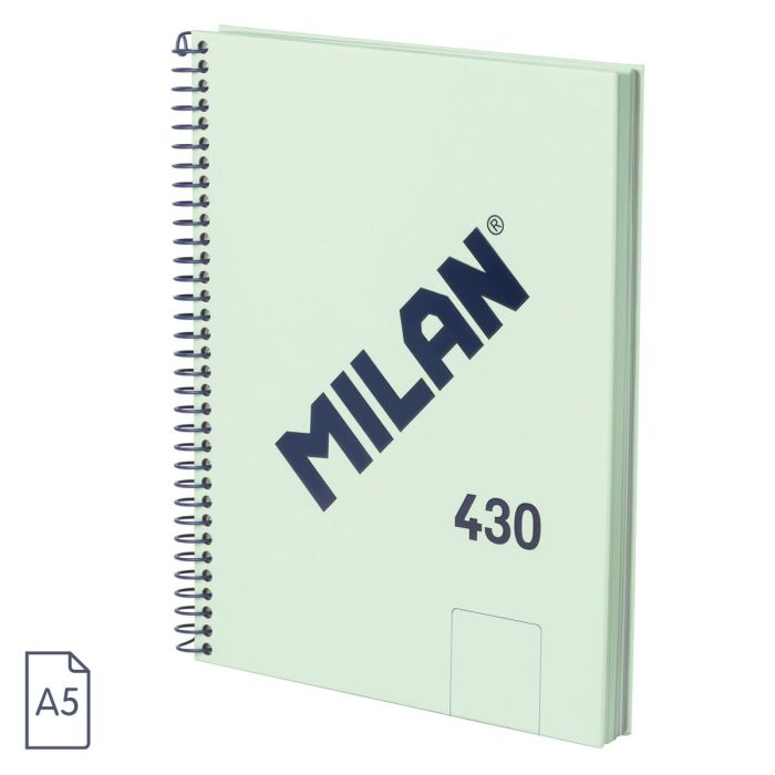 CUADERNO MILAN 57151E80GR TAPA DURA A5 CON ESPIRAL 80 H. PAPEL BLANCO DE 95 GR. COLECCION 430 SINCE 1918 VERDE