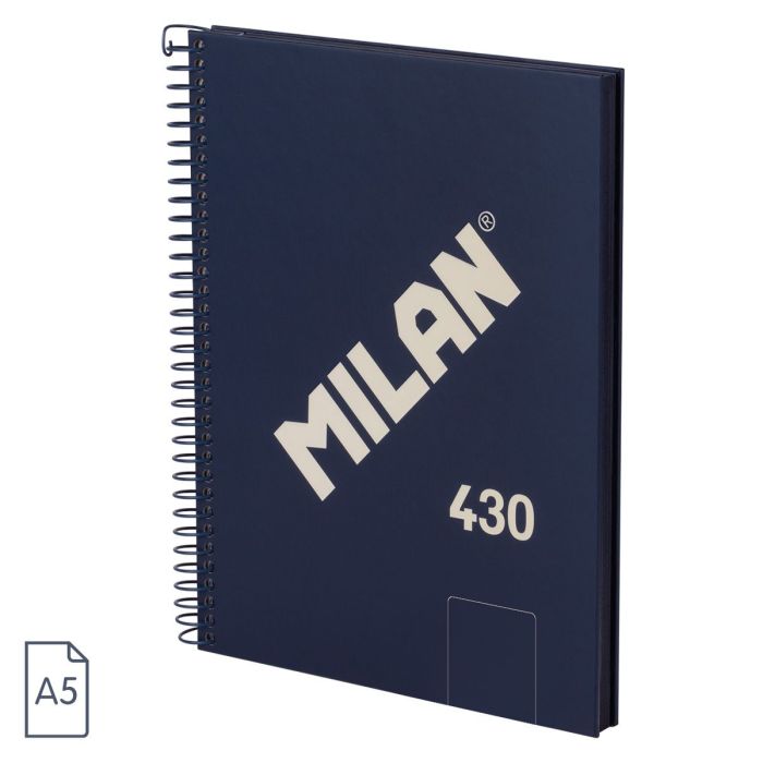 CUADERNO MILAN 57151E80B TAPA DURA A5 CON ESPIRAL 80 H. PAPEL BLANCO DE 95 GR. COLECCION 430 SINCE 1918 AZUL