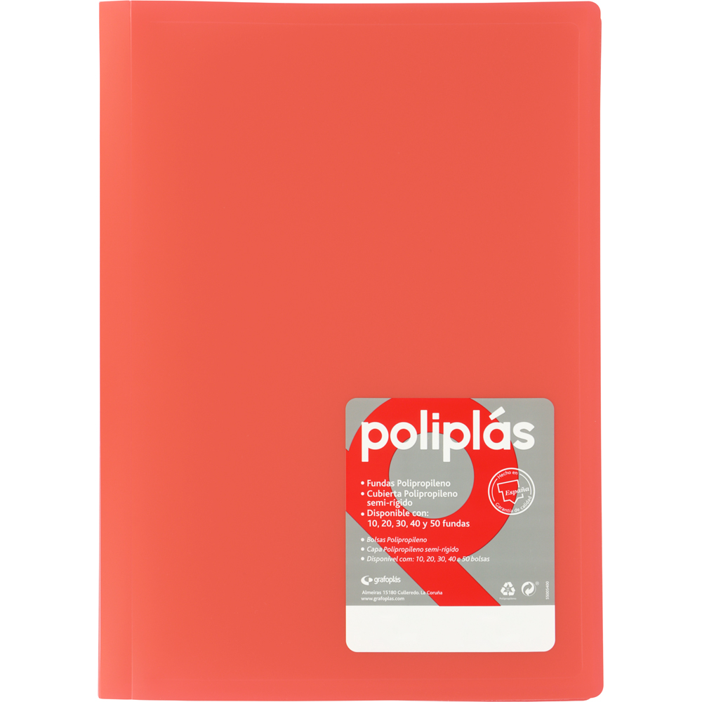 CARPETAS POLIPLAS 01430084 CON FUNDAS SOLDADAS CORAL OPACO TRADICIONAL