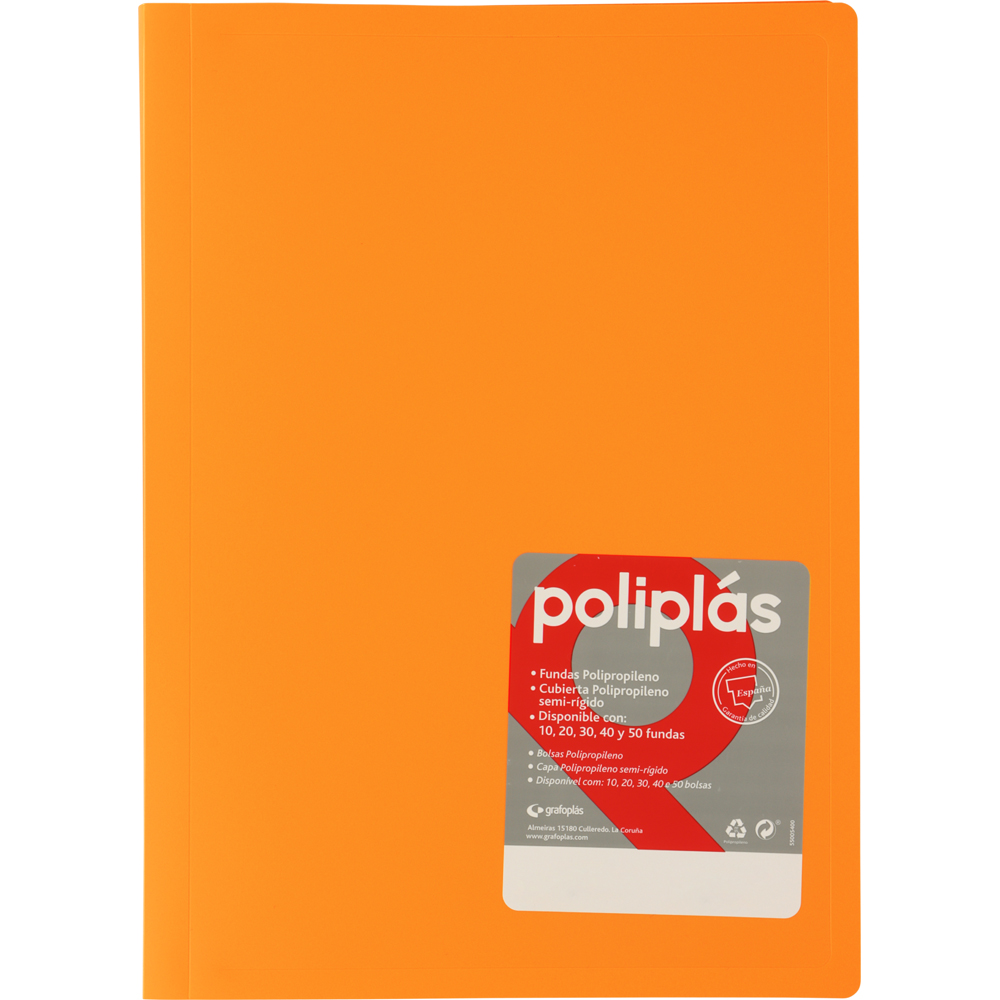 CARPETAS POLIPLAS 01340052 CON FUNDAS SOLDADAS NARANJA OPACO TRADICIONAL