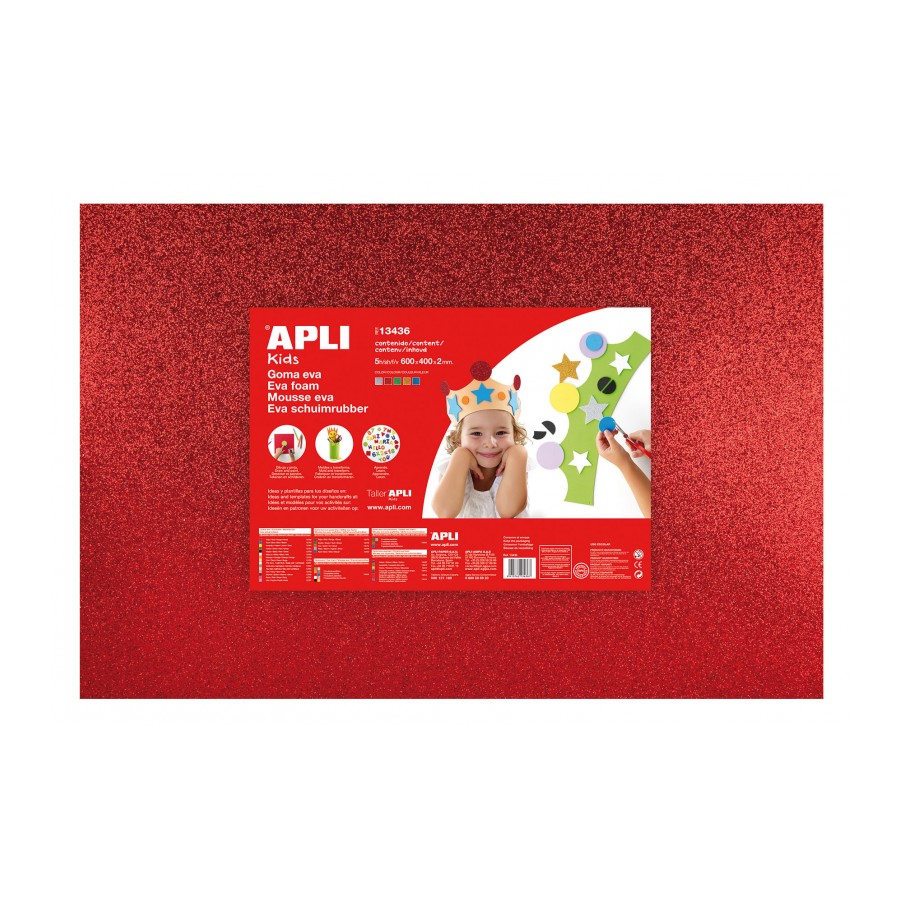 GOMA EVA APLI 13436 400x600x2MM COLORES SURT. PURPURINA 5UN