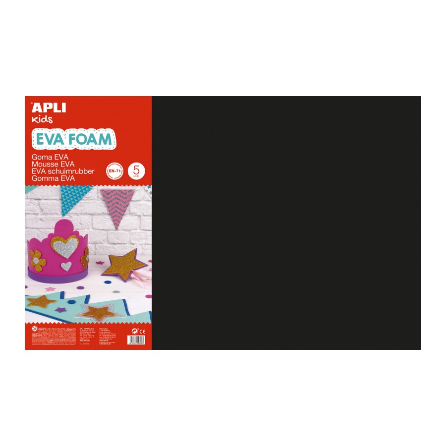 GOMA EVA APLI 12768 400x600x2MM NEGRO 5UN