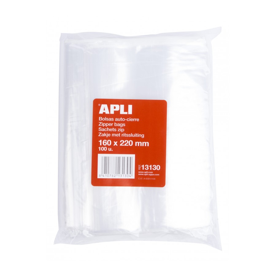 BOLSA APLI 13130 AUTOCIERRE 160x220MM PAQ. 100UN