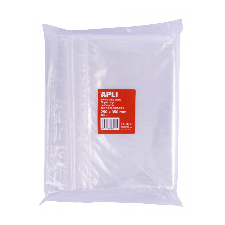 BOLSA APLI 13133 AUTOCIERRE 250x350MM PAQ. 100UN