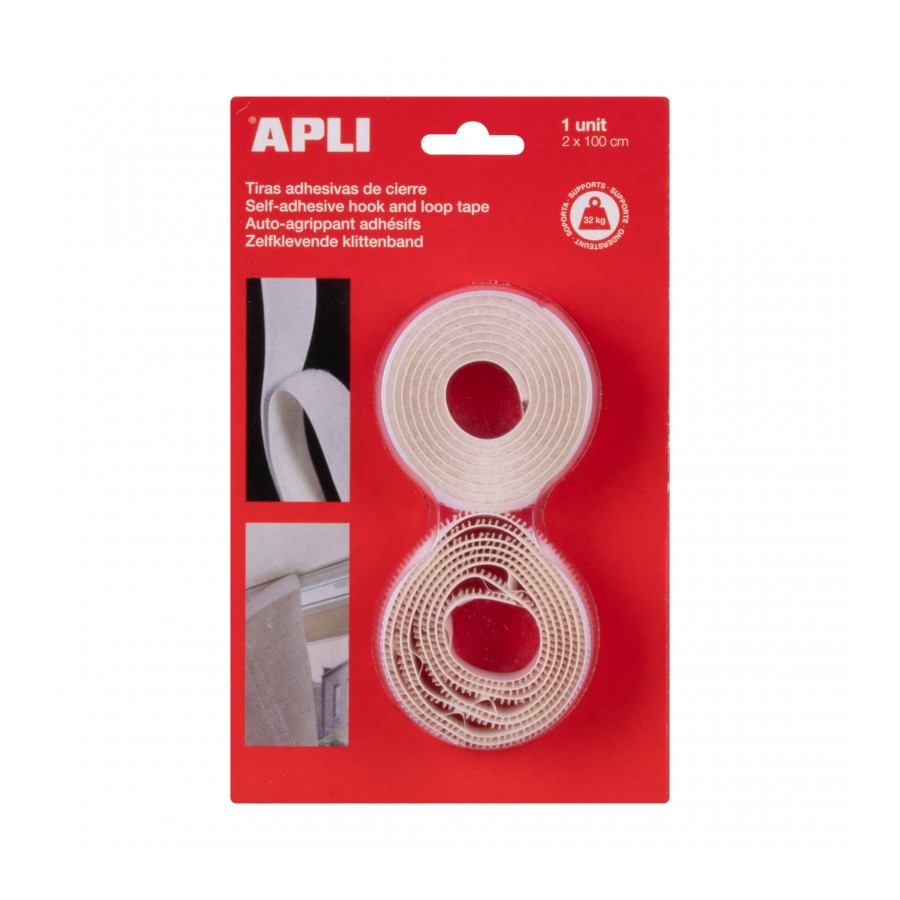 CINTA APLI 13657 2x100CM ADH. BLANCA GANCHO/BUCLE