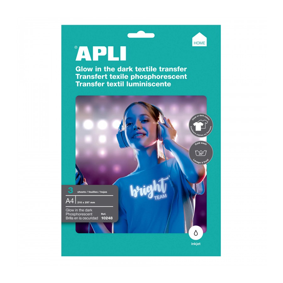 PAPEL APLI 10248 A4 TRANSFER BRILLA OSC. INK-JET FOTOG. 3H