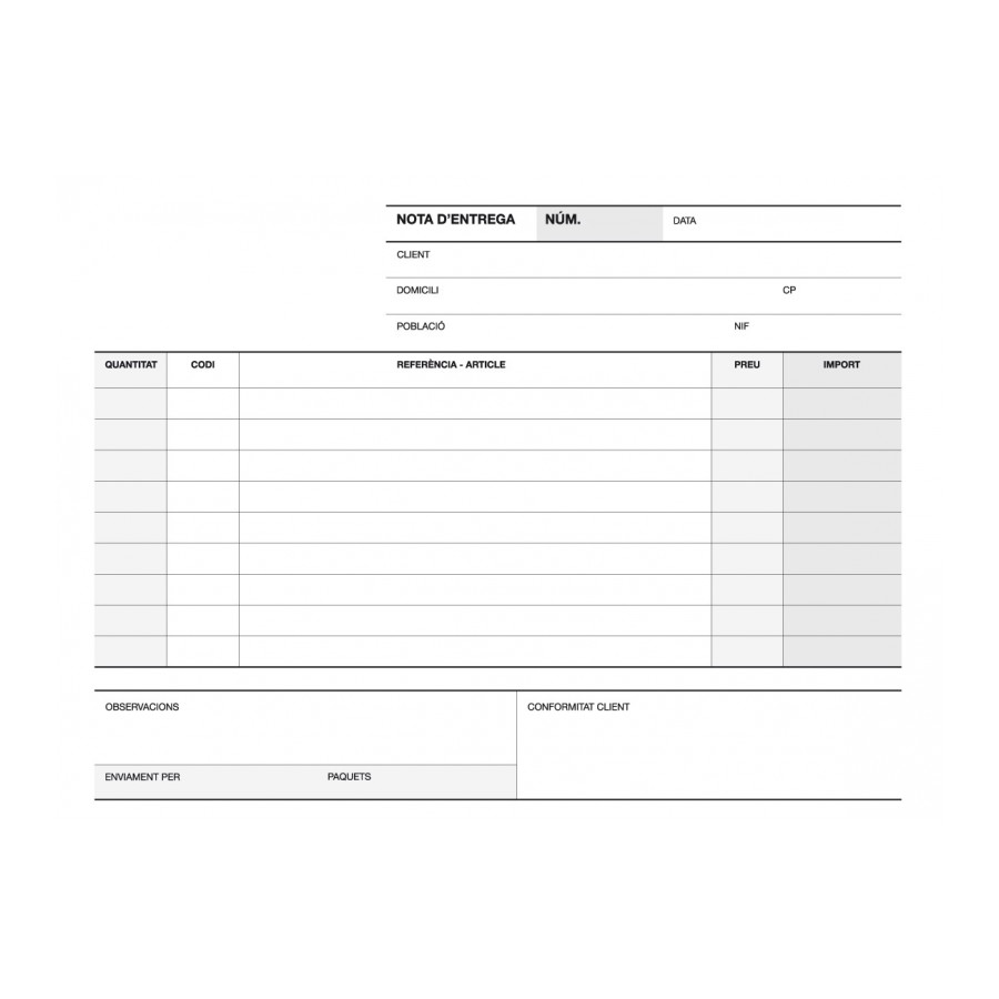 TALONARIO APLI 12699 ENTREGAS 1/4 APAISADO DUPLICADO A-49 CAT.