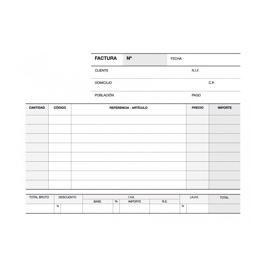 TALONARIO APLI 12703 FACTURAS 1/8 APAISADO DUPLICADO A-67 CAST.