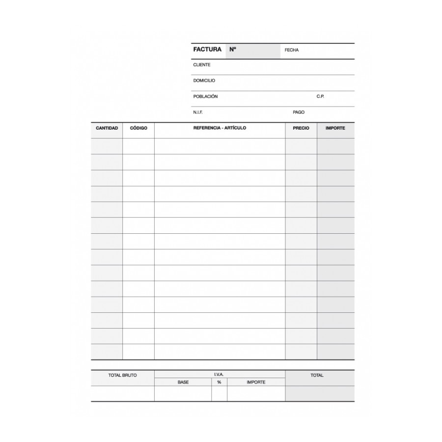 TALONARIO APLI 12704 FACTURAS 1/8 NATURAL DUPLICADO A-68 CAST.