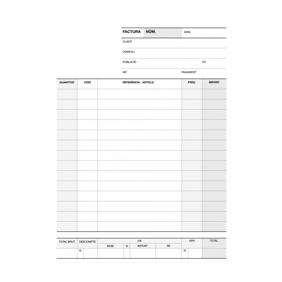 TALONARIO APLI 12707 FACTURAS 1/4 NATURAL DUPLICADO A-63 CAT.