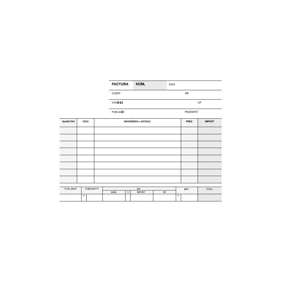 TALONARIO APLI 12942 FACTURAS 1/8 APAISADO DUPLICADO A-67 CAT.