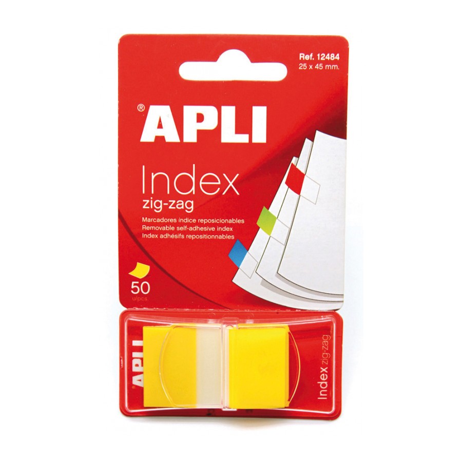 INDICE APLI 12484 25x45 ZIG-ZAG AMARILLO  AUTOADH. 50 UN