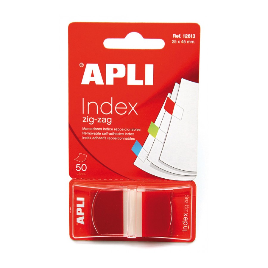 INDICE APLI 12613 25x45 ZIG-ZAG ROJO AUTOADH. 50 UN