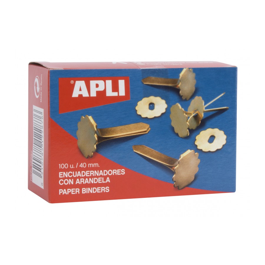 ENCUADERNADOR APLI 12287 40MM METALICO CON ARANDELA 100UN