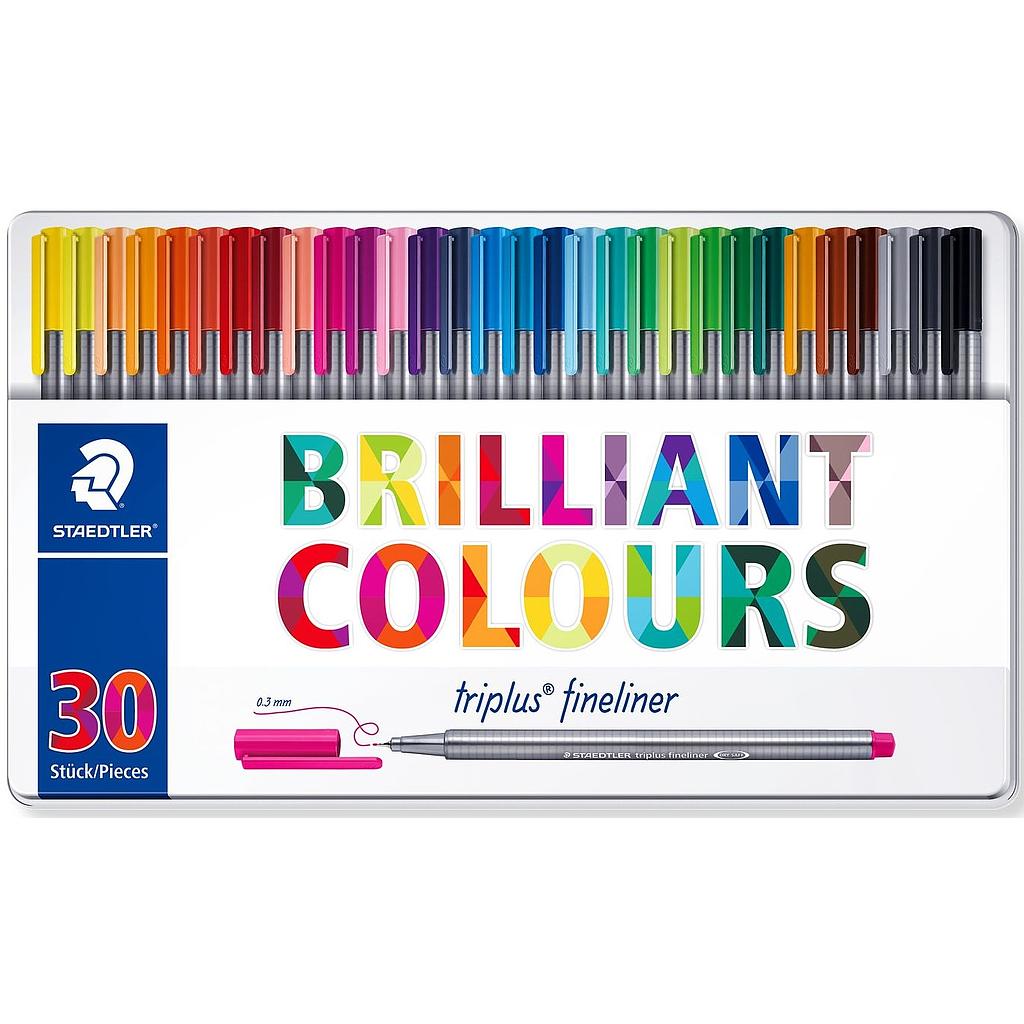 ESTUCHE STAEDTLER 334 M30 TRIPLUS FINE LINER 334 ANTISECADO 30 ROTULADORES COLORES