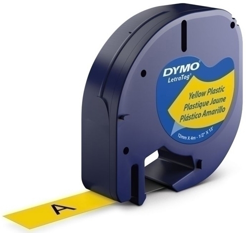 CINTA   DYMO 765023 LETRATAG 12MM NG/AM 91202