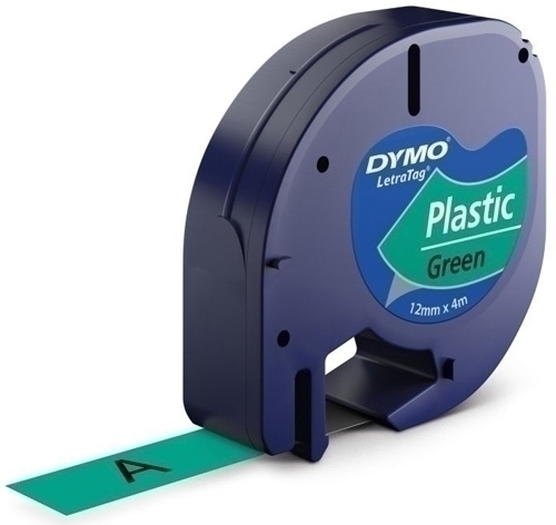 CINTA   DYMO 765058 LETRATAG 12MM NG/VE 91204