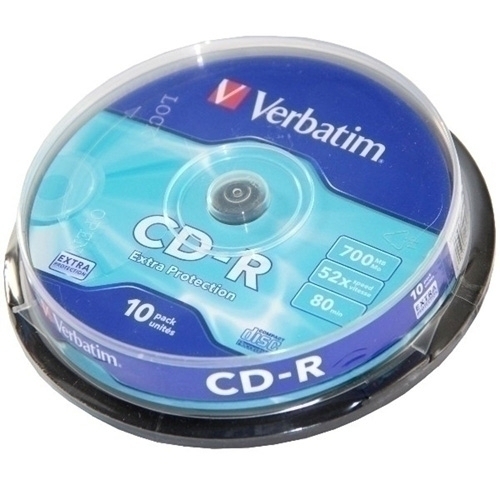  CD-R VERBATIM 322445 DATALIFE 52X 700MB BOB 10