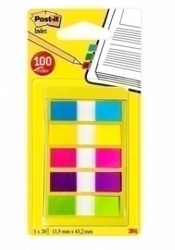 BANDERITAS ADHESIVAS POST-IT 683-5CB PACK de 5 (AZUL-AMARILLO-ROSA-VIOLETA-VERDE)"