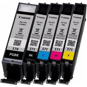 PACK DE CARTUCHOS 5 COLORES (CMYK/PGBK) CANON PGI-570 + CLI-571