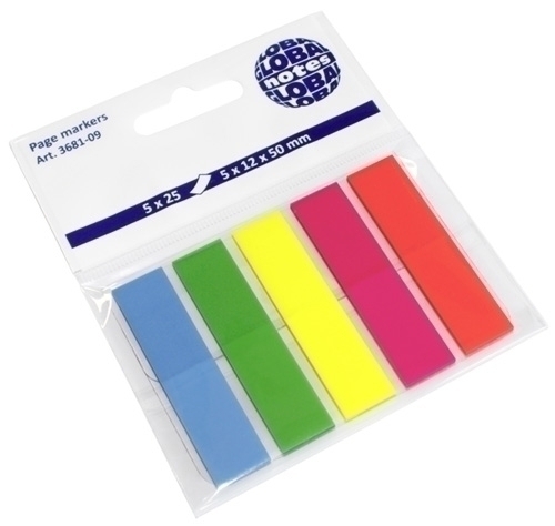BANDERITAS ADHESIVAS 3681-09 GLOBAL NOTES 12x44 PACK de 5 (azul-verde-amarillo-naranja-rosa)