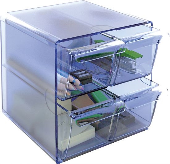 BANDEJA ORGANIZADOR ARCHICUBO 6704AZTP (cubo 4 cajones pequeños) CRISTAL AZUL 