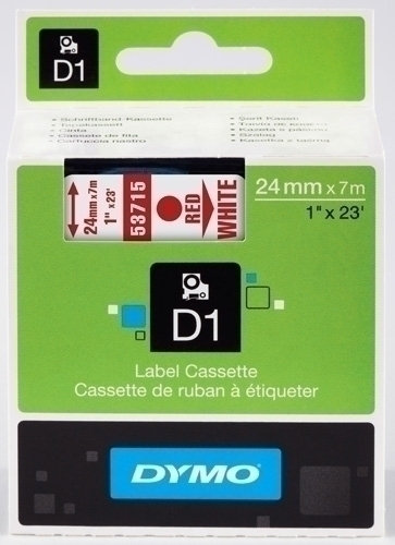 CINTA ROTULAR DYMO S0720950 LM D1 7m 24mm ROJO SOBRE BLANCO (53715)