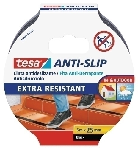 CINTA ADHESIVA TESA 55587-00003-11 ANTIDESLIZANTE ROLLO 5x25 NEGRO