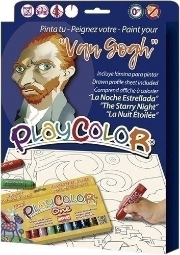 TEMPERA INSTANT 09041 SOLIDA PLAYCOLOR ONE 10Gr. PINTA TU "VAN GOGH" ESTUCHE de 12 COLORES (Incluye lamina para pintar)
