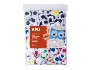 BOLSA APLI 17444 OJOS MOBILES REDONDOS SURTIDOS ADH. 600 UNID.