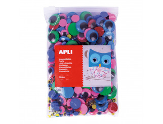 BOLSA APLI 18155 OJOS REDONDOS MÓVILES ADH. COLOR 600 UNID.